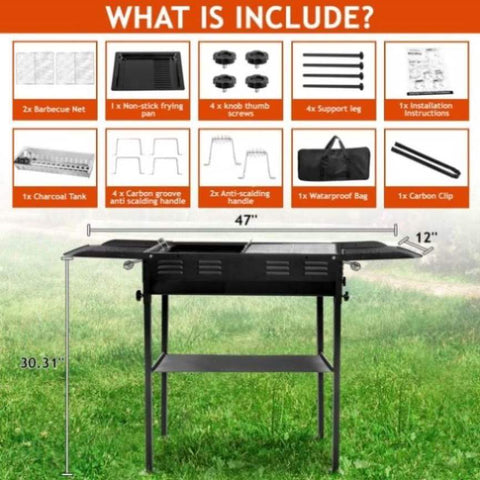 ZUN Portable Charcoal Grills for Outdoor BBQ, Foldable Kabob Barbecue Grill for Camping Hibachi BBQ 53025159