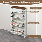 ZUN Shoe Storage Cabinet with 3 Flip Drawers&1 Drawer, Slim Freestanding Storage Racks for Entryway, W2948P245239