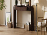 TREXM Entryway Table with Natural Wood Grain Finish, Console Table with Fluted Design, Oval Top and N715P288632P