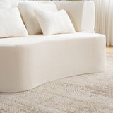Queen Size Modern White Floor Sofa with 4 Pillows, Plush Fabric Futon Sofa Couch, High-Density Foam W3612P336073