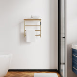 Heated Towel Rack with Top Shelf, 3-Bar Towel Wall MountedWarmer for Bathroom with Intelligent Touch T3177P305029