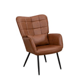 Bonded Leather Armchair, Modern Accent Chair High Back, Living Room Chairs with Metal Legs and Soft W2105P145981