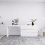 ZUN Extended Desktop 6 Drawers Chest of Drawer without Handle White Color Vanity W2139134917