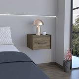 Floating Nightstand, Space-Saving Design with Handy Drawer and Surface, Dark Brown B097P163092