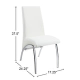 Set of 2 Leatherette Upholstered Side Chairs, White and Chrome B016P224568