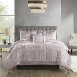5 Piece Crinkle Velvet Comforter Set Blush King/Cal King B035P148352