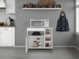 Jud Microwave Cart with 5 Shelves, 1 Door, Cabinet Storage, and Rolling Casters, White B097P474296