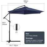 ZUN 10ft Cantilever Patio Umbrella, Offset Hanging Outdoor Table Umbrella with Tilt Crank, 6 Sturdy 54897285