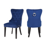 Erica 2 Piece Wood Legs Dinning Chair Finish with Velvet Fabric in Blue 808857565570