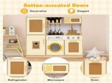 Kids Wooden Kitchen Playset 3 with Fridge Sink Washing Machine with Realistic Light Sound Rattan 94982897