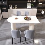 63 "medieval modern cream style MDF dining table and PU dining chair set 4. Assemble Desktop and 72054522