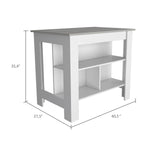 ZUN Brooklyn Kitchen Island, Three Concealed Shelves B128P148880