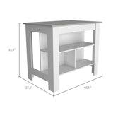 Cala Kitchen Island, Four Legs, Three Shelves -White / Ibiza Marble B20092009