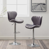 Ellston Upholstered Adjustable Swivel Barstools in Gray, Set of 2 T2574P165084