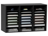 Wooden Document Storage Box Adjustable File Sorter 24 Compartments Black 05355748