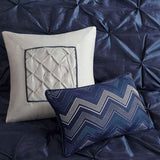 7 Piece Tufted Comforter Set Navy Queen B03596831