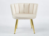 Modern OFF WHITE dining chair with iron tube golden color legs, velvet and comfortable W234P256809