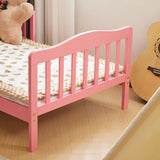 Single-Tier Vertical Slat Wooden Bed with Side Rails Pink, Pine, Kids Bedroom Furniture Safe & 18653966