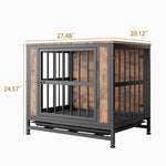 ZUN Dog Crate Furniture, Wooden Dog Crate Table, 27.48" Dog Kennel with 2 Slidings and Thick Iron W840P203065