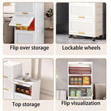 ZUN 15.75" Side Wide 5-Layers Flip Open Storage Box With Wheels, Storage Cabinet, Kitchen Shelf, 97885329