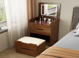 (60cm) 3 in 1 Vanity Desk with Plip Top Mirror, Small Make Up Vanity Set with Visible Glass Desktop, W2641P224785