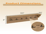 Wall Mount Coat Rack with Shelf - 31.5"x5.5"x8", 6 Hooks & 110LBS Capacity 23101539