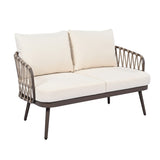 4-Piece Outdoor Patio Furniture Set, Metal Chairs with Woven Rope U-Shaped Backrest,Outdoor N780P209458R