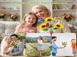 4Pack Solar Sunflower Garden Stake Lights, 3 Sunflower Heads & Butterfly Decor, Warm White LED with 19052995