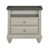 Classic Light Gray Finish 1pc Nightstand with 2x Drawers and Storage Cubby Dark Brown Top Modern B011P199394