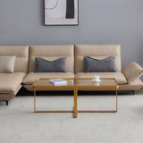 ZUN Minimalism rectangle coffee table,Golden metal frame with tempered glass tabletop W24738712