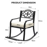 Metal Chair, Outdoor Bench with Cushion, Patio Rocker with Footrest, Weatherproof 25578656
