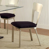 Set of 2 Microfiber and Metal Side Chairs in Silver and Black B016P156810