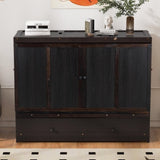 Queen Size Murphy Bed with USB Port and a Large Drawer, Espresso N708P205905P