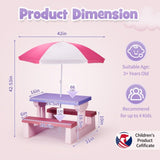 Kids Outdoor Table and Chair Sets with Removable Umbrella, Kids Picnic Table for Backyard Garden 09697987