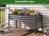 44" Elevated Raised Garden Bed with Drainage Holes, 32" Ergonomic Height Metal Planter - Gray 62003815