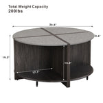 ZUN 4 Piece of Industrial Round Coffee Table,Sturdy and Easy Assembly, 2-Tier with Storage for Living W2317P233329