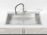 Kitchen Sink, 33x22 Single Bowl, Overmount Handmade Sink in Brushed Nickel, with US Standard Drain 80141518