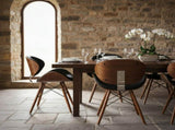Saisce Mid-Century Dining Chair in Walnut Wood and Black Faux Leather B2736P511297