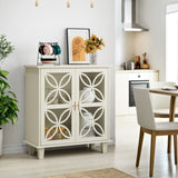Sideboard Buffet Storage Cabinet , Freestanding Bathroom Cabinet With Tempered Glass Doors, Modern W1706P311108