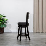 30" Bar Height Slat Back Swivel Stool, Espresso Finish, Charcoal Fabric Seat B04660691