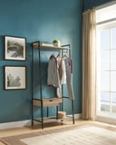 Metal Clothes Rack Open Wardrobe Free Standing with One Drawer Hanging Clothes Rod Brown & Black B107P147841