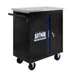 ZUN DOUBLE-DOOR CLAPBOARDl MULTI-FUNCTION TOOL CART--BLAK+BLUE 47181769