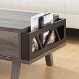 Antique Wooden Livingroom Coffee Table with Two Storage Drawers, Distressed Grey & Black B107P222506