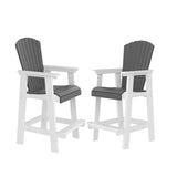 ZUN HDPE Bar Chair, Outdoor Tall Adirondack Chairs Set of 2, Patio Bar Stool Chair with High Back White W120942275