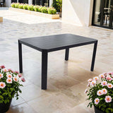 Modern Outdoor Aluminum Table with Alternating Wide Narrow Slats, Angled Corners, Umbrella Hole, W1886P272382