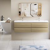 ZUN 72" Floating Bathroom Vanity with Sink, Modern Wall-Mounted Bathroom Storage Vanity Cabinet with Two W1573P152708