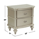 Wood Nightstand with 2 Drawer in Antique Silver SR014390
