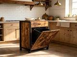 Trash Can Cabinet with 1 Drawer and 1 Door, Made of MDF with a Melamine Finish 22.4*13.8*35.4in 94300581
