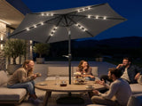 9ft Solar LED Patio Umbrella with Push Button Tilt & Crank, 6 Ribs Waterproof Polyester Outdoor 54326348