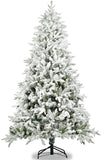 Snow Flocked Christmas Tree 7ft Artificial Hinged Pine Tree with White Realistic Tips Unlit W49819948
